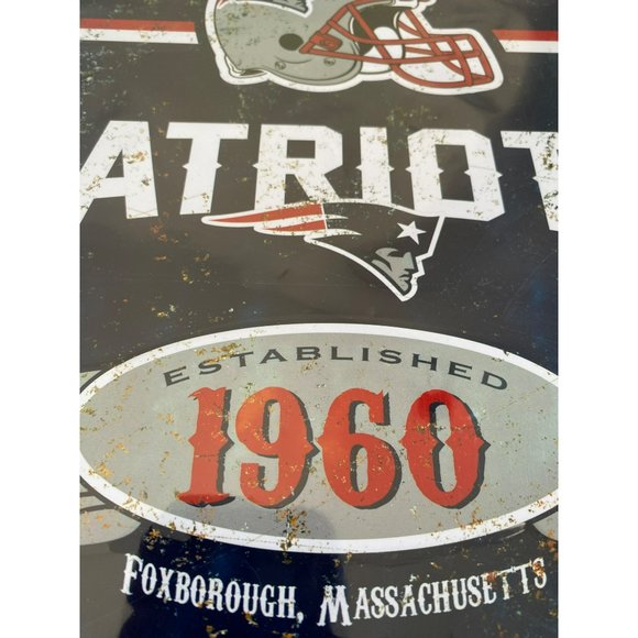 NFL New England Patriots Metal Embossed Distressed Obey The Rules Tin Sign 14.5" - Picture 6 of 6